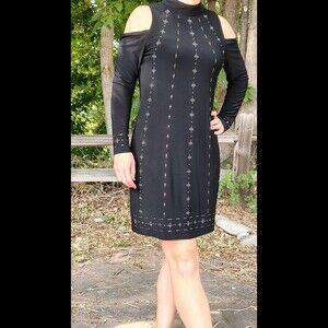 White House Black Market black cold-shoulder dress